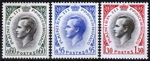 Monaco MiNr. 779/81 ** Freimarken: Fürst Rainer III.