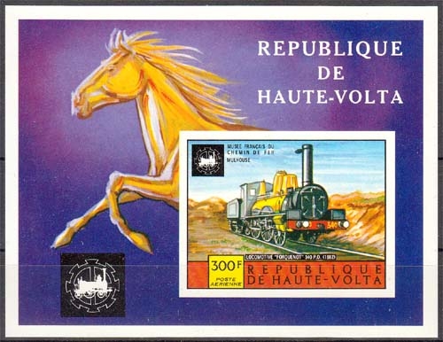 Burkina Faso Obervolta MiNr. Bl. 32 ** Lokomotiven aus dem Eisenbahnmuseum