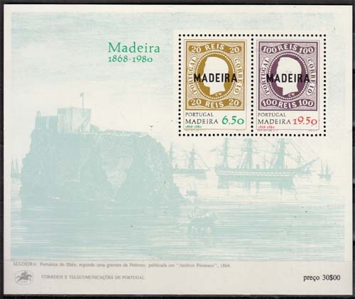 Madeira MiNr. Bl. 1 ** 112. Jahrestag der ersten Markenausgabe von Madeira