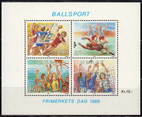 Norwegen MiNr. Bl. 10 ** Tag der Briefmarke - Ballsport