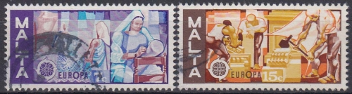 Malta MiNr. 532/33 O, Europa: Kunsthandwerk, 1976, gestempelt
