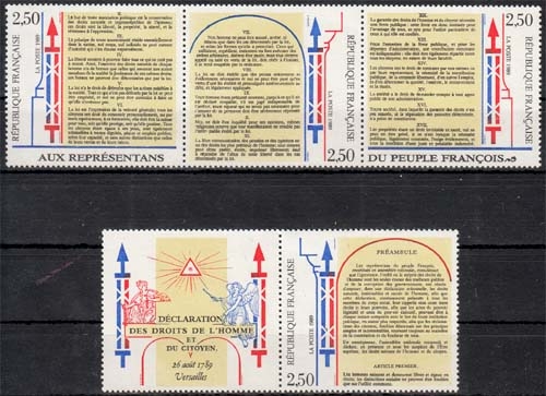 Frankreich MiNr. 2735/38 ** Jahrestag d Verkündung d Menschen- u Bürgerrechte
