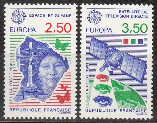 Frankreich MiNr. 2834/35 ** Europa: Europäische Weltraumfahrt