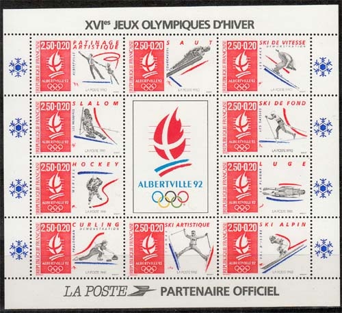 Frankreich MiNr. Bl. 12 ** Olympische Winterspiele in Albertville