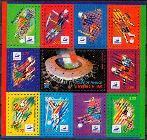 Frankreich MiNr. Bl. 17 ** Fußball-Weltmeisterschaft 1998