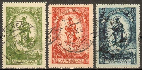 Liechtenstein MiNr. 40/42 O 80. Geburtstag von Fürst Johann II