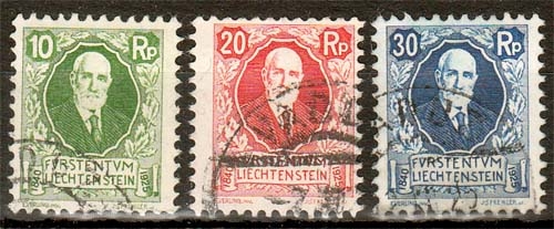 Liechtenstein MiNr. 72/74 O 85. Geburtstag von Fürst Johann II.