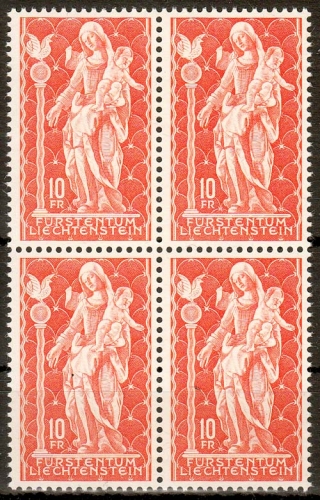 Liechtenstein MiNr. 449 ** Madonna von Schellenberg im 4er Block