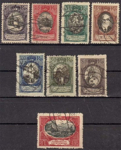 Liechtenstein MiNr. 53/60 O Freimarken: Landschaften