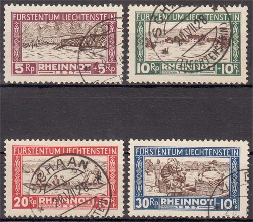 Liechtenstein MiNr. 78/81 O Hilfe für die Hochwassergeschädigten