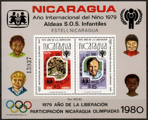 Nicaragua MiNr. Bl. 110 A ** Jahr des Kindes, Olympiade 1980