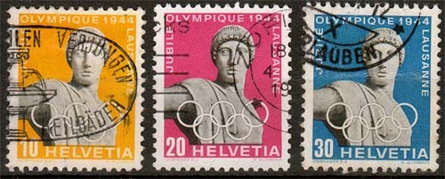 Schweiz MiNr. 428/30 O Olympisches Komitee