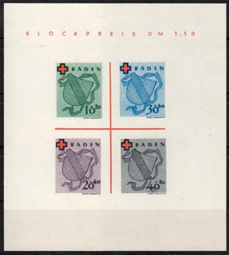 Franz. Zone Baden o.G. Bl. 2 Deutsches Rotes Kreuz