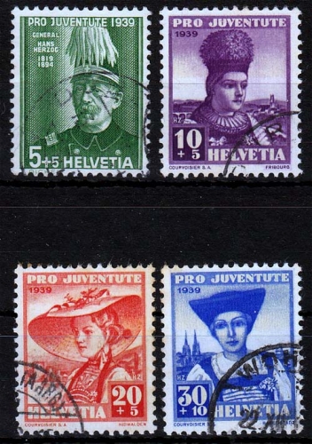 Schweiz MiNr. 359/62 O Pro Juventute, Frauentrachten
