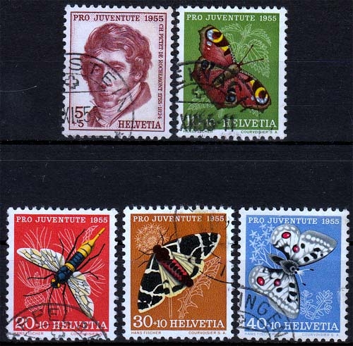 Schweiz MiNr. 618/22 O Pro Juventute, Insekten
