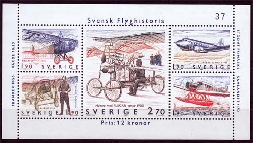 Schweden MiNr. Bl. 12 ** Geschichte der schwedischen Luftfahrt