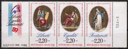 Frankreich MiNr. 2708 + 2715 + 2720 ** Französische Revolution