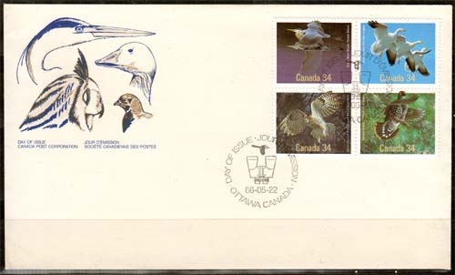 Kanada MiNr. 995/98 auf FDC Vögel