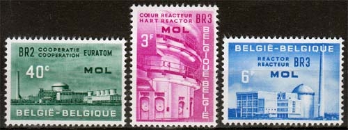 Belgien MiNr. 1255/57 ** Nuklearanlagen in Mol, EURATOM