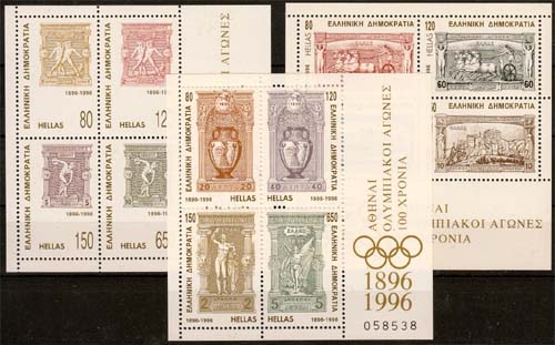 Griechenland MiNr. Bl. 13/15 ** Olympische Spiele der Neuzeit