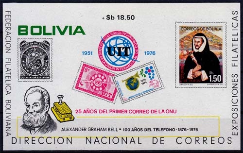 Bolivien MiNr, Bl. 73 ** 100 Jahre Telefon