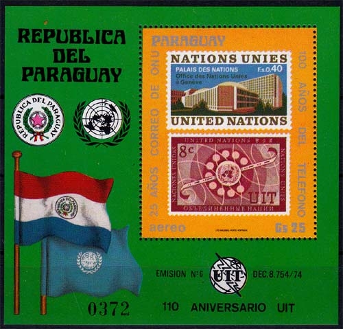 Paraguay MiNr. Bl. 291 ** 100 Jahre Telefon
