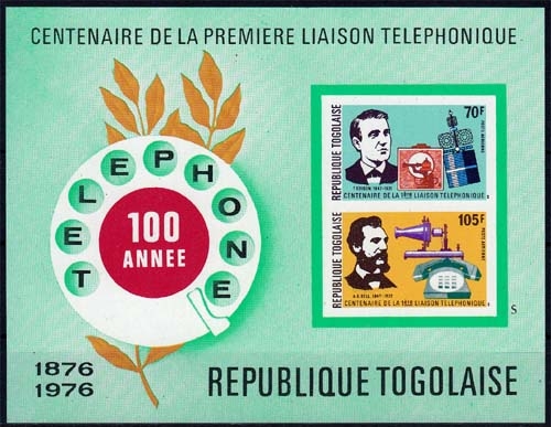 Togo MiNr. Bl. 102 B ** 100 Jahre Telefon