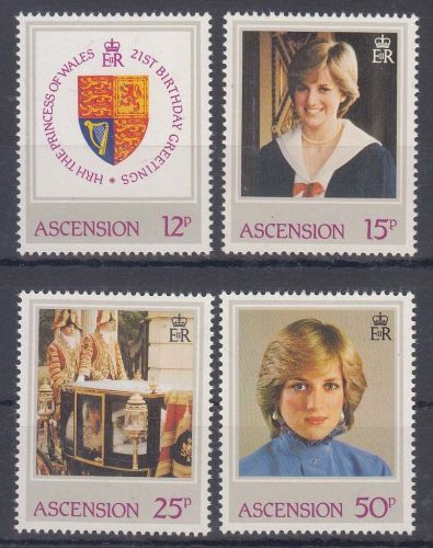 Ascension MiNr. 322/25 ** 21. Geburtstag von Prinzessin Diana