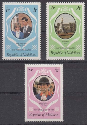 Malediven MiNr. 928/30 ** Hochzeit von Prinz Charles und Lady Diana Spencer