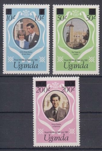 Uganda MiNr. 298/300 ** Hochzeit von Prinz Charles und Lady Diana Spencer