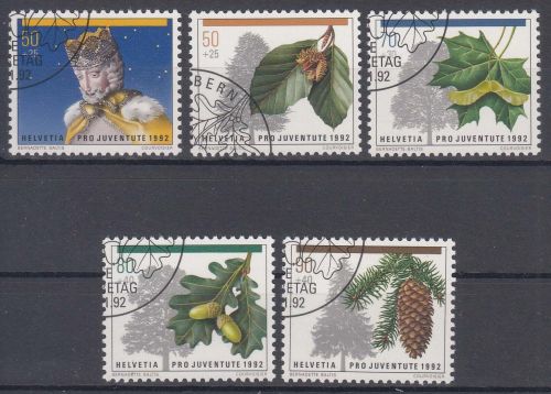 Schweiz MiNr. 1483/87 O "Pro Juventute" Weihnachten, Waldbäume
