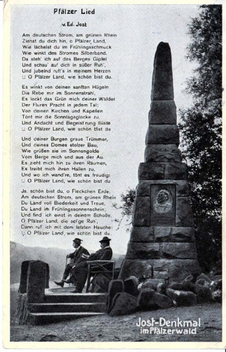 AK Jost-Denkmal im Pfälzerwald, gelaufen