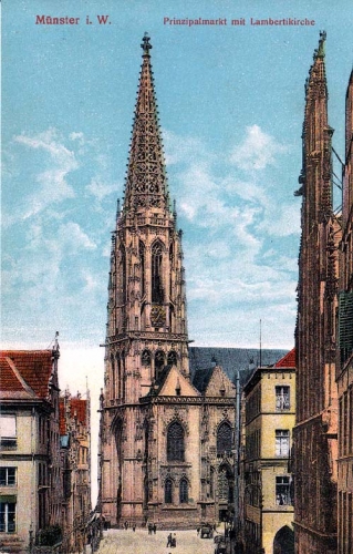 AK Münster - Prinzipalmarkt mit Lambertikirche, ungelaufen