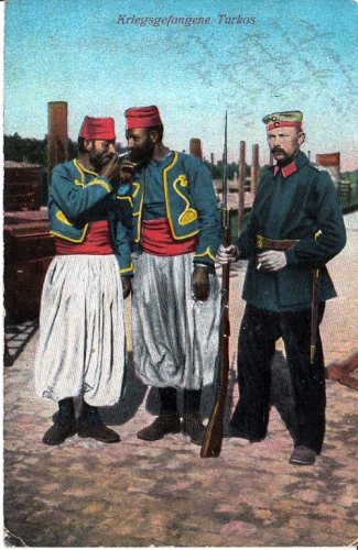 AK Kriegsgefangene Turkos, gelaufen
