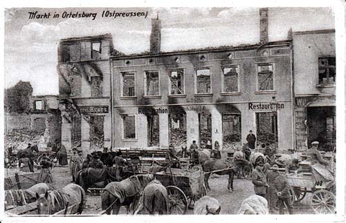 AK Ostpreussen - Markt in Ortelsburg, ungelaufen