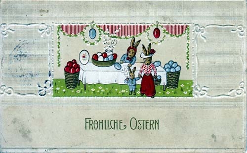 AK Fröhliche Ostern, gelaufen