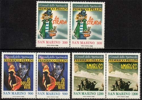 San Marino MiNr. 1391/93 im Paar ** Europäisches Film- und Fernsehjahr