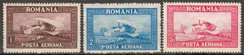 Rumänien MiNr. 336/38 Y * Flugpostmarken: Flugzeuge