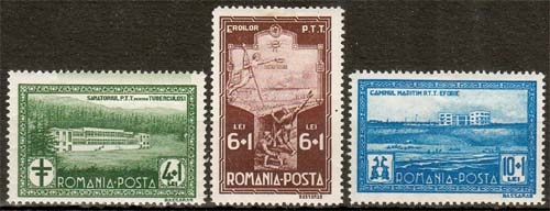 Rumänien MiNr. 446/48 * Wohlfahrtseinrichtung für Postbeamte