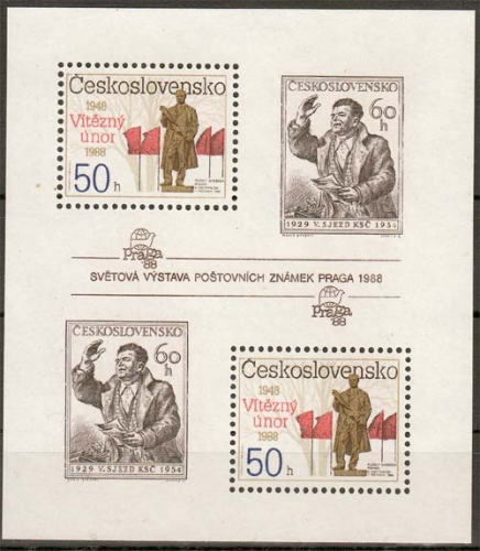 Tschechoslowakei MiNr. Bl. 77 A ** 40. Jahrestag des Februar-Umsturzes 1948