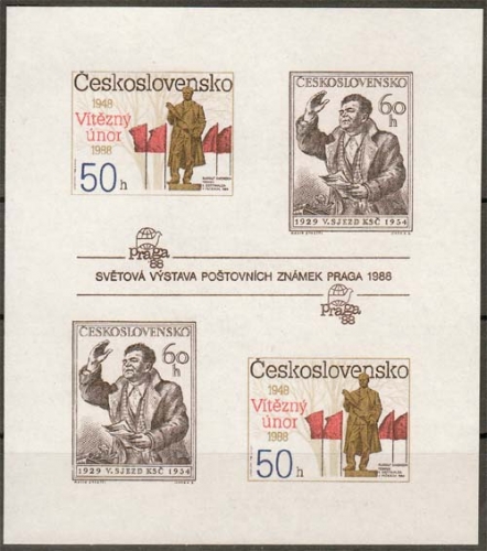 Tschechoslowakei MiNr. Bl. 77 B ** 40. Jahrestag des Februar-Umsturzes 1948
