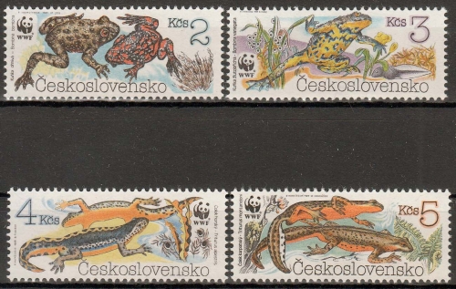 Tschechoslowakei MiNr. 3007/10 ** Weltweiter Naturschutz: Amphibien