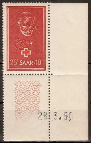 Saarland MiNr. 292 Br ** Rotes Kreuz, Bogenecke rechts unten