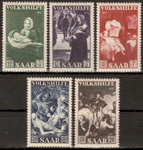 Saarland MiNr. 309/13 ** Volkshilfe: Gemälde