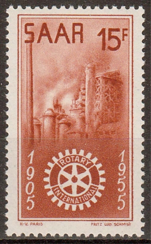 Saarland MiNr. 358 ** 50 Jahre Internationaler Rotary-Club