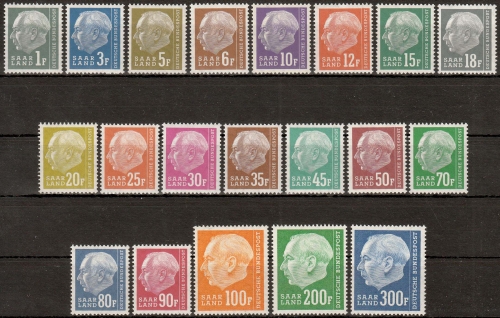 Saarland MiNr. 409/28 ** Freimarken: Bundespräsident Theodor Heuss