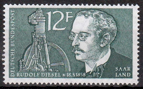 Saarland MiNr. 432 ** 100. Geburtstag von Rudolf Diesel