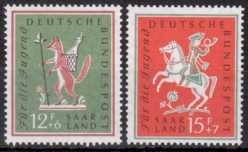 Saarland MiNr. 433/34 ** Jugend: Volkslieder