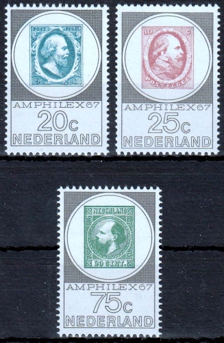Niederlande MiNr. 880/82 ** Briefmarkenausstellung AMPHILEX `67