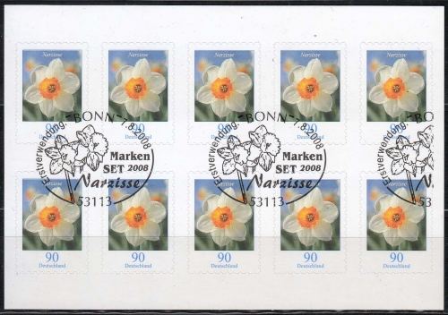 Bund MiNr. 2515 O, FB 1, Freimarken: Blumen auf Folienblatt